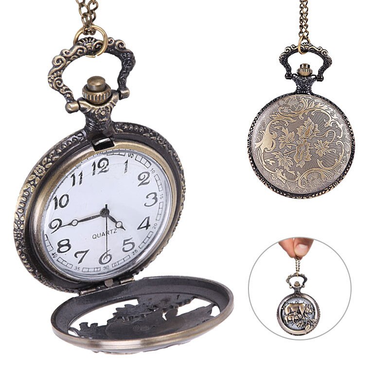 Chinese Antique Twelve Animals Pocket Watch Round Mirror Men Women Pig Animal Antique Pocket Watch Alloy Quartz Pocket Watch
