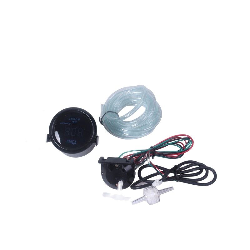 52mm Digital Turbo Boost Gauge Meter with Sensor Unit -15~30 PSI Blue light And Red Warning Light