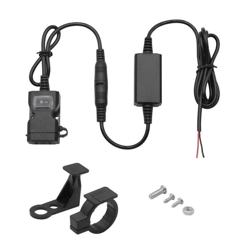 Wasserdichtes 12v-24v -in-1-motorrad-lenkerspiegel-netzteil mit ein-/ausschalter und dual-usb-ladeadapter