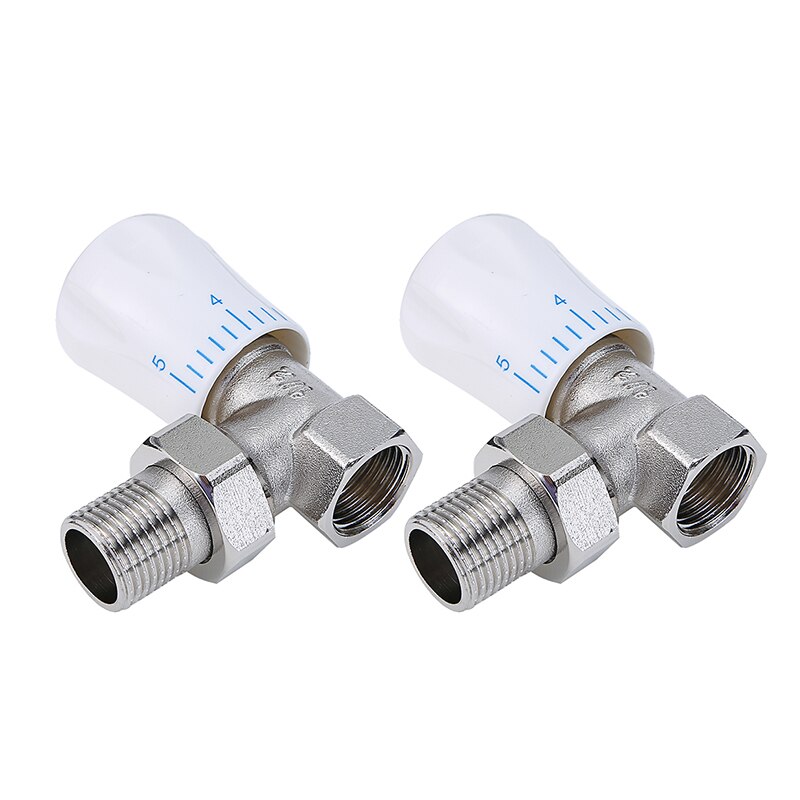 2Pcs Thermostatic Radiator Valve 15mmx1/2" Angled Temperature Control Valve Chrome For Floor Heating Valve Copper