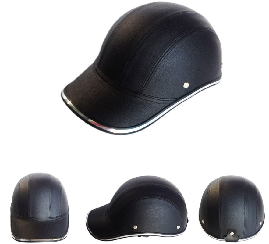 Baseball Cap moto Half Face Helmets Bike Cycling Helmet casco Protective ABS Leather gorras de beisbol motorcycle helmet: black