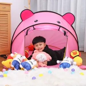 Cartoon Animal Kids Tent Portable Tiger Kinderen Tent Buitenshuis Grote Pop Up Toy Tenten Indoor Netten Baby Bal Zwembad speelhuis