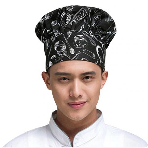 Stretchy Adjustable Men Cap Kitchen Cook Baker Catering Chef Hat Cap Kitchen Cook Baker Catering Chef Hat Cap Kitch: Knife Fork Pattern