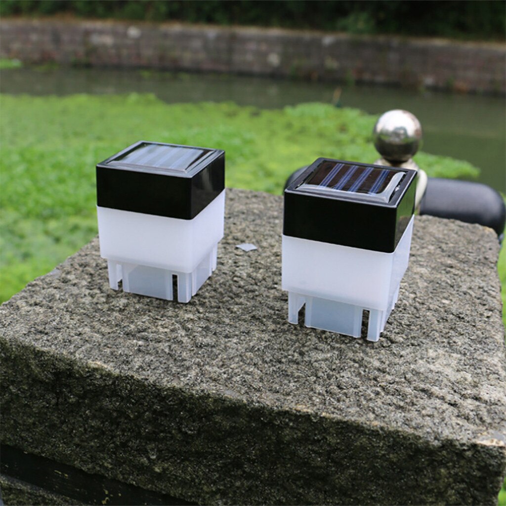 4 X Zonne-energie Omheining Led Wit Licht Solar Powered Outdoor Led Vierkante Hek Licht Tuin Landschap Post Dek lamp # G30