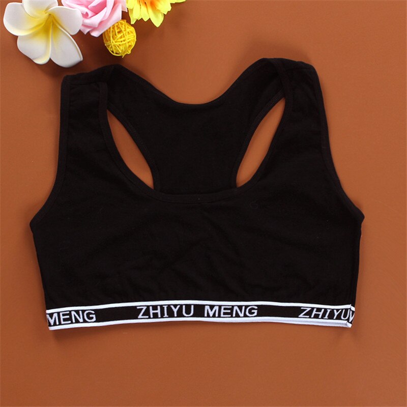 Filles formation soutien-gorge adolescents enfants doux respirant sous-vêtements en coton hauts vêtements: Black
