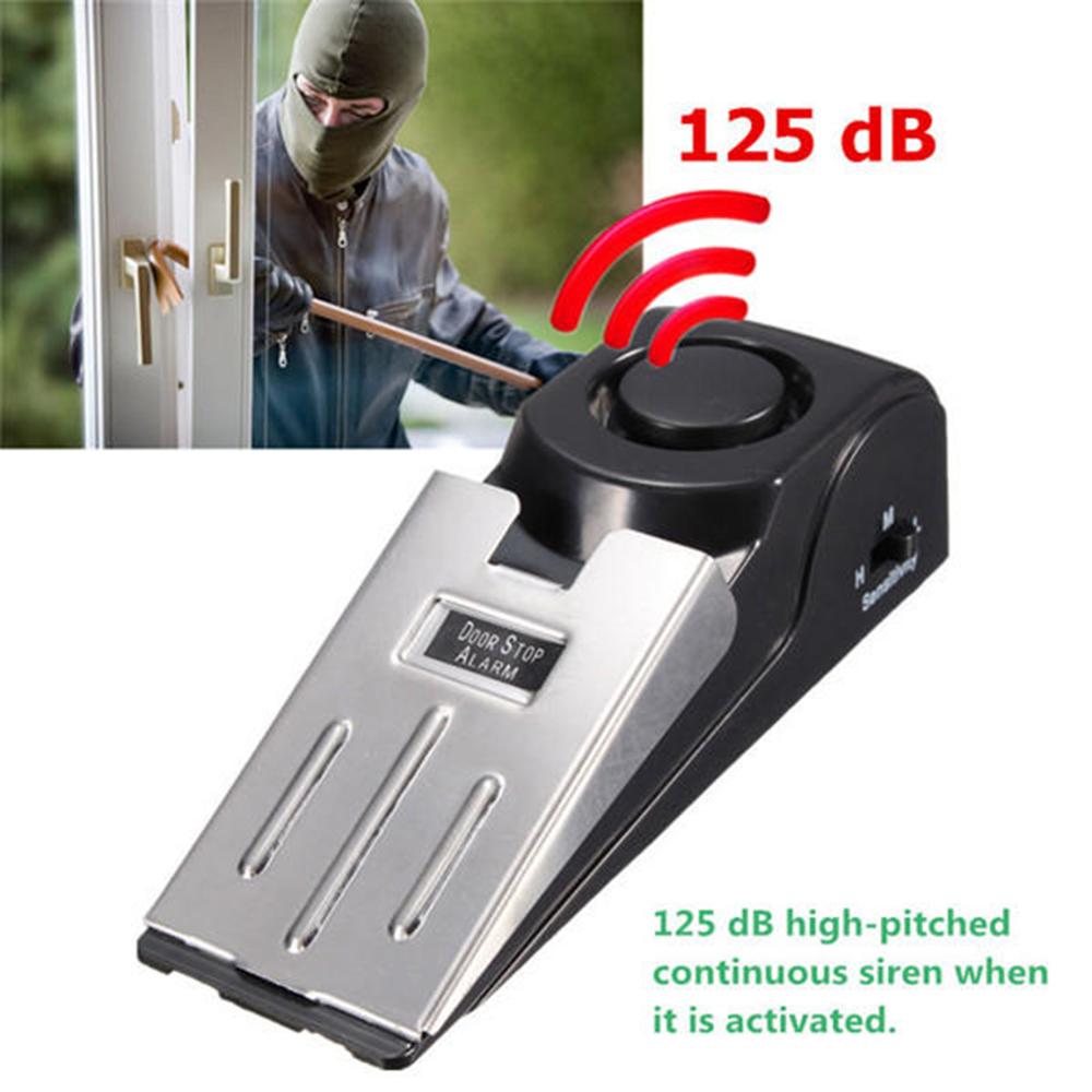 125dB Mini Wireless Vibration Alarm Door Stop Alarm for home Wedge Shaped Stopper Alert Security System Block Blocking System