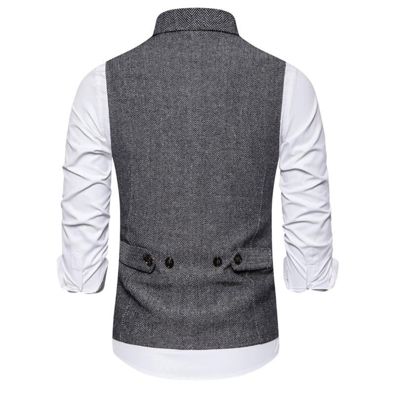 Mode Tweed Double Breasted Pak Vest Mannen Piek Revers Heren Smoking Vest Business Trouwjurk Vest Gilet Homme