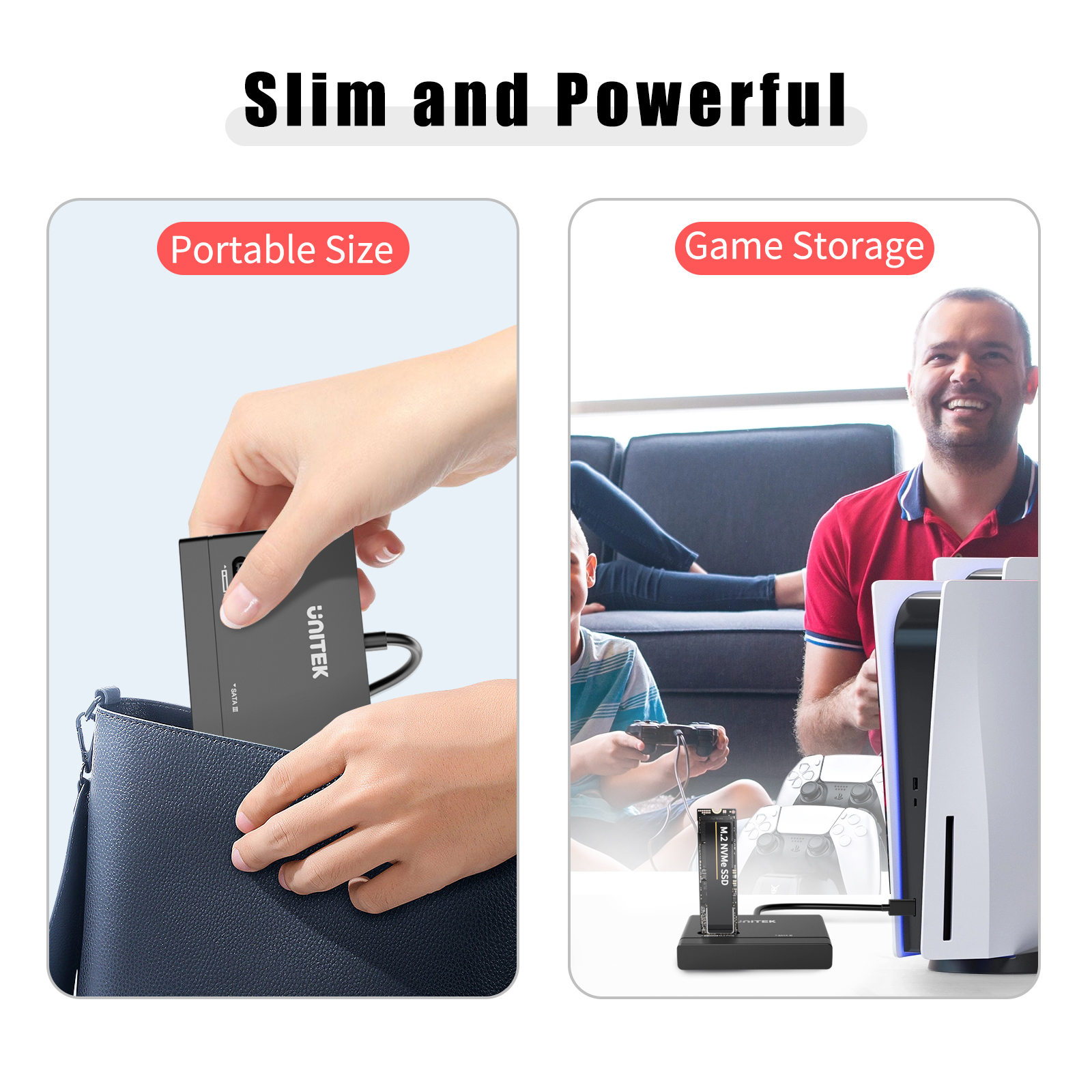 Unitek NVMe SSD Enclosure USB C to M2 SATA Case Adapter for 2.5" 3.5" Solid State Drive 10 Gbps External Hard Drive Reader