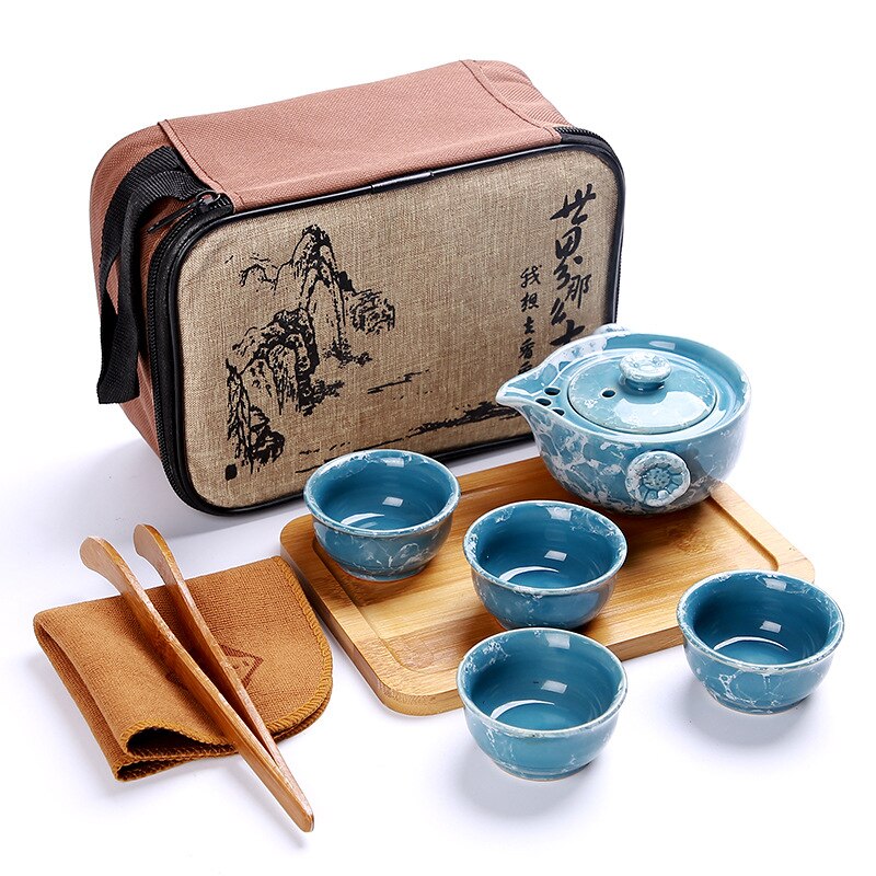 Tragbare Keramik Teegeschirr Set Chinesischen Kung Fu Tee-Set Teekanne Teegeschirr Mit Reisenden Tasche Teaset Gaiwan Tee Tassen Tee zeremonie: 05