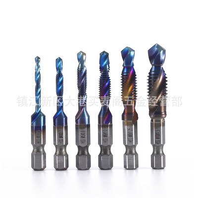 6pcs Screw Tap Kits HSS Screw Spiral Point Thread Tap M3 M4 M5 M6 M8 M10 Hex Shank Machine Tap Hand Tap Drill Bits: short