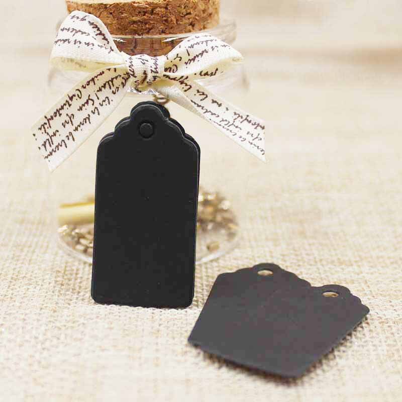 100 Pcs Papier Tags Card Wit/Zwart/Kraft Coquille Festival Bruiloft Decoratie Blank Mini bagage Label 2*4 Cm: black tag