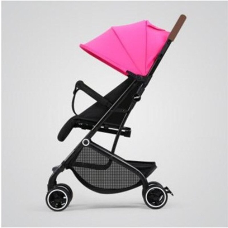 Baby stroller ultra light portable sitting reclining folding simple suspension high landscape children baby bb push umbrella: pink