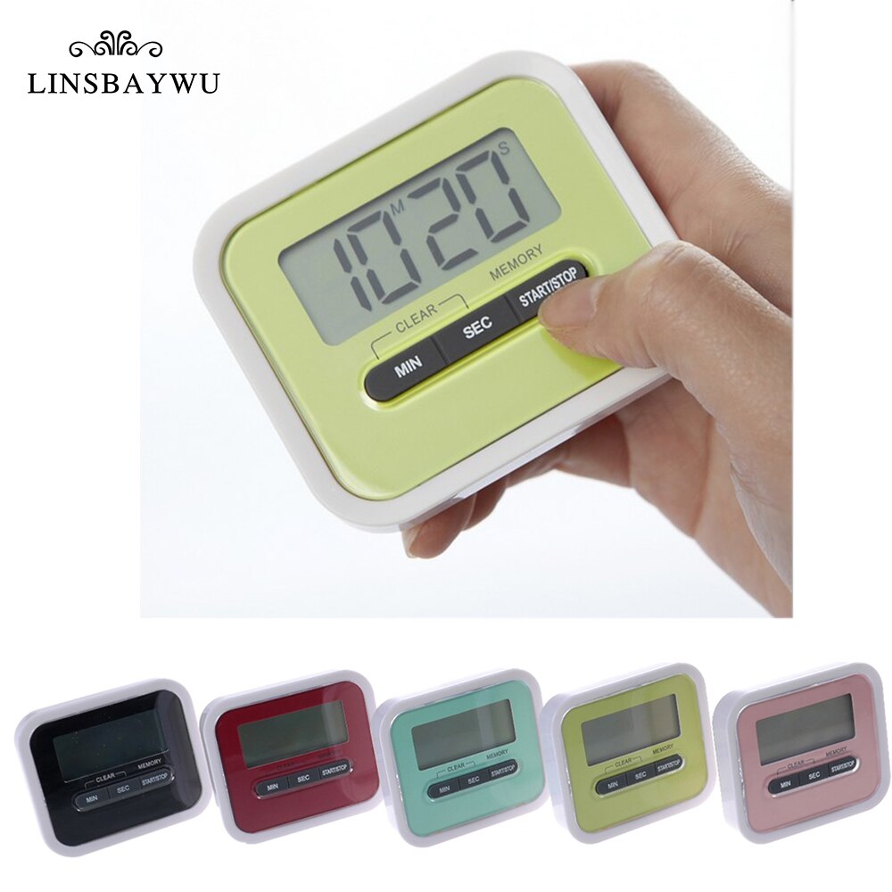1PC Practical Use Digital Large LCD Display Home Kitchen Timer Electronic Kitchen Cooking Timer Stopwatch Red Black