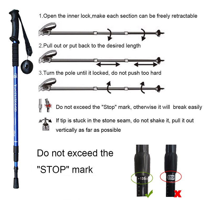 Ultralight Wandelstok voor ouderen Telescopische Wandelen Krukken Trekking, Wandelen Polen voor Vaders en Moeders