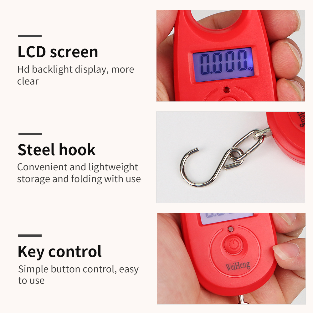 Mini báscula de gancho Digital de 25kg y 5g, báscula colgante electrónica portátil, báscula de bolsillo de pesca para equipaje de precisión con retroiluminación