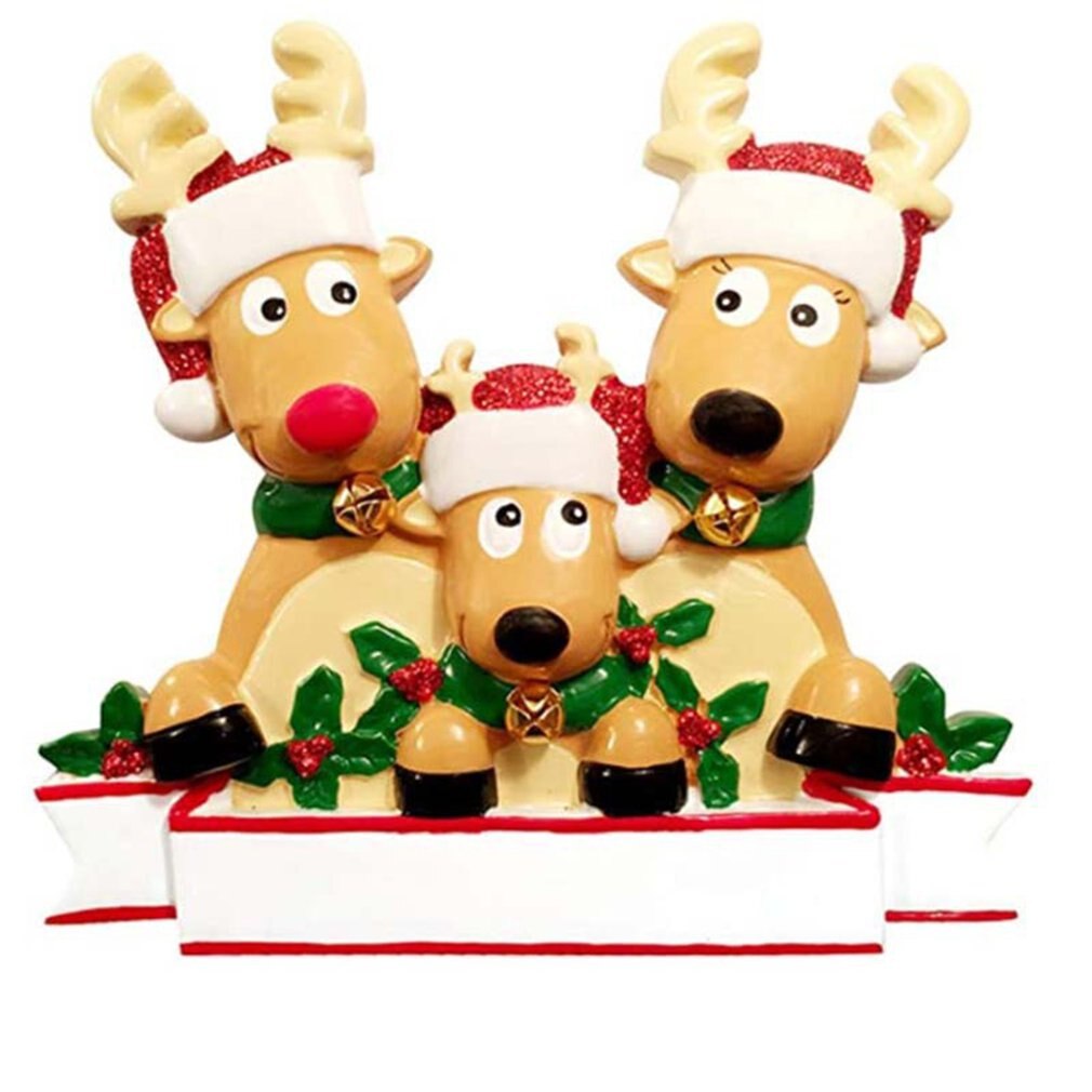 Schattige alpaca-familie kerstboomhanger diy naam pvc kerstboomhanger kerstversiering: Legergroen