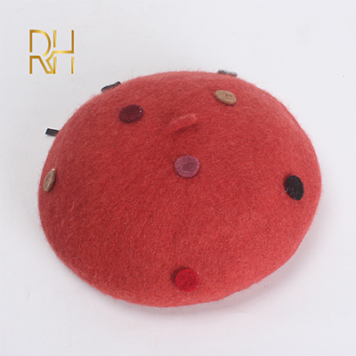 Vrouwen Mode Wol Winter Baret Vintage Polka Dot Britse Stijl Platte Schilder Cap Meisje Vilt Baretten Rh: Rood