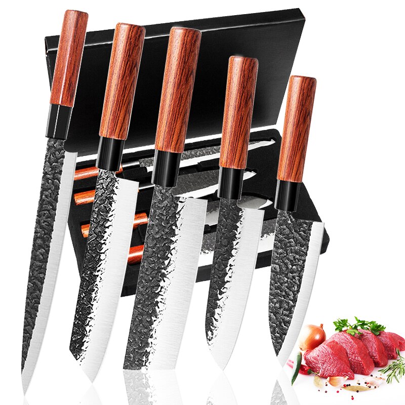 Japanese Chef Knives Set Forged Stainless Steel Meat Cleaver Salmon Fish Filleting Santoku Knife Kitchen Knife