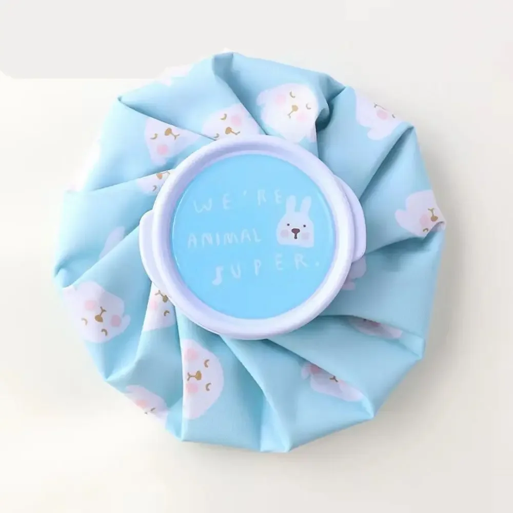 Paquete de hielo de tela de dibujos animados, bolsa de hielo portátil plegable con compresa fría y , bolsa de terapia de enfriamiento físico, paquete de hielo de inyección de agua: Azul
