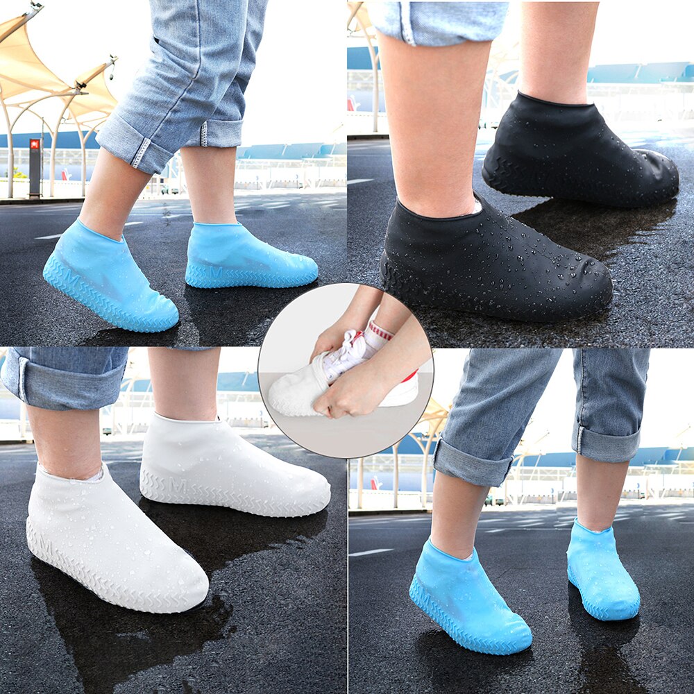1 paire imperméable à l'eau pluie chaussures couvre S/M/L réutilisable Silicone chaussure couverture antidérapant caoutchouc pluie botte pour Camping en plein air