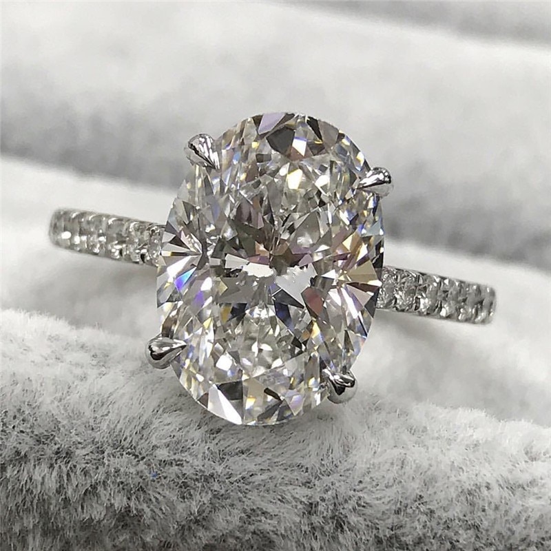 Anel de promessa deslumbrante 925 prata esterlina oval 4ct aaaaa sona cz anéis de banda de casamento para mulher nupcial jóias de festa