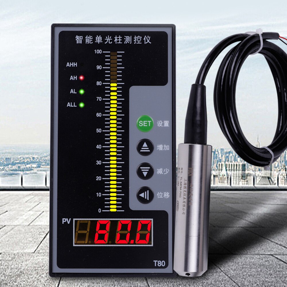 T80 Intelligent Light Column Display Integral Liquid Oil Water Depth Detector Controller with LCD Display