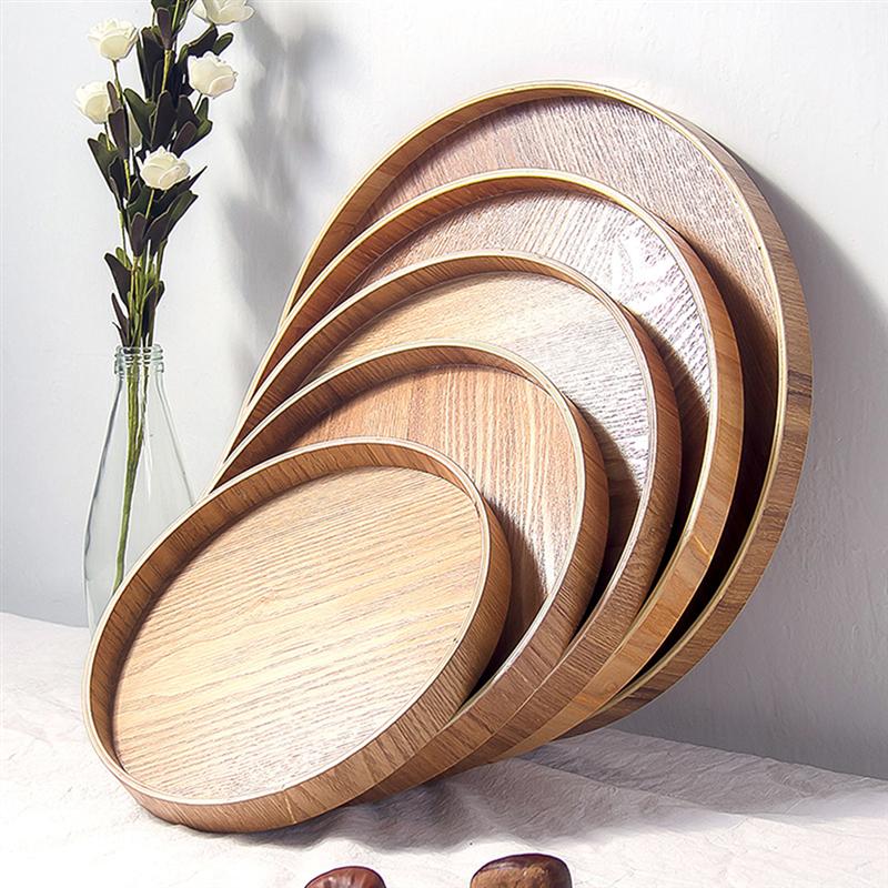 Plateau rond de Style japonais assiette de service alimentaire Snack en bois assiette de Deseert thé naturel serveur de nourriture plats plateau de boissons