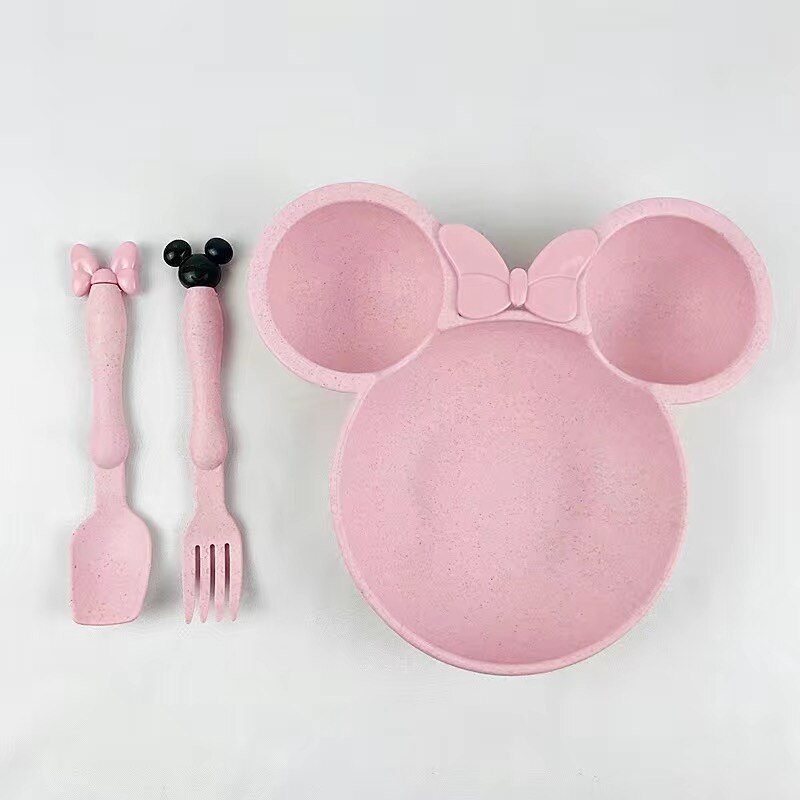 Barn servise sett baby matskål barn skje gaffel barn tallerken sklisikre tallerkener tallerkener servise til babyer varer: Rosa sett
