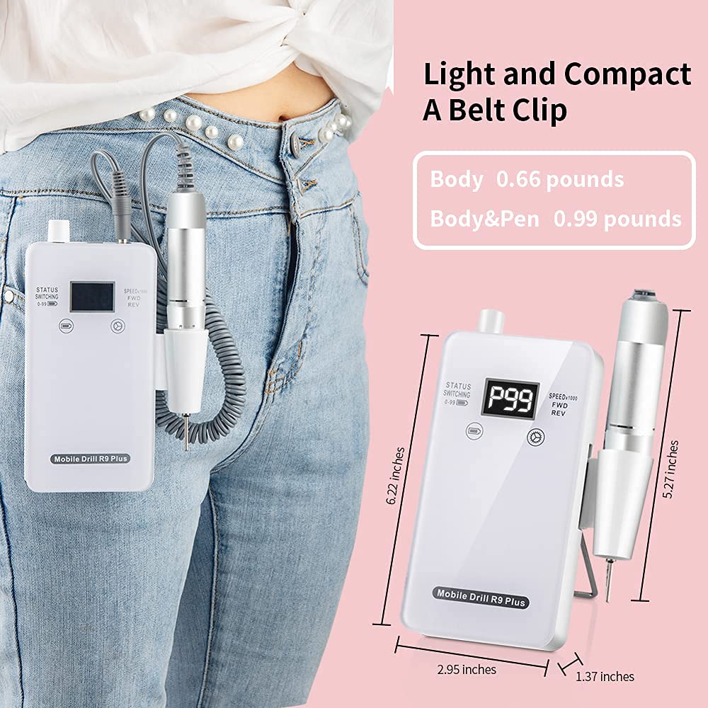 Portable Rechargeable Nail Drill Machine 30000RPM Manicure Machine Electric Nail File Nail Art Tools Set for Nail Drill bit