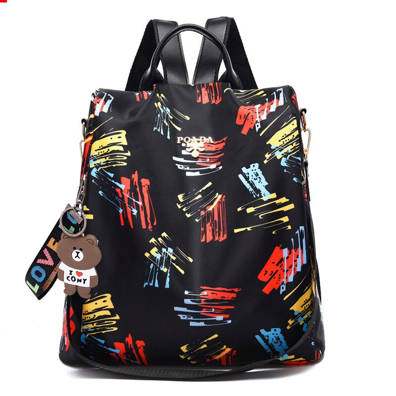 Pretty Style Girls Anti Theft School Backpack Casual Women Travel Backpack Durable Fabric Women Backpack: 9