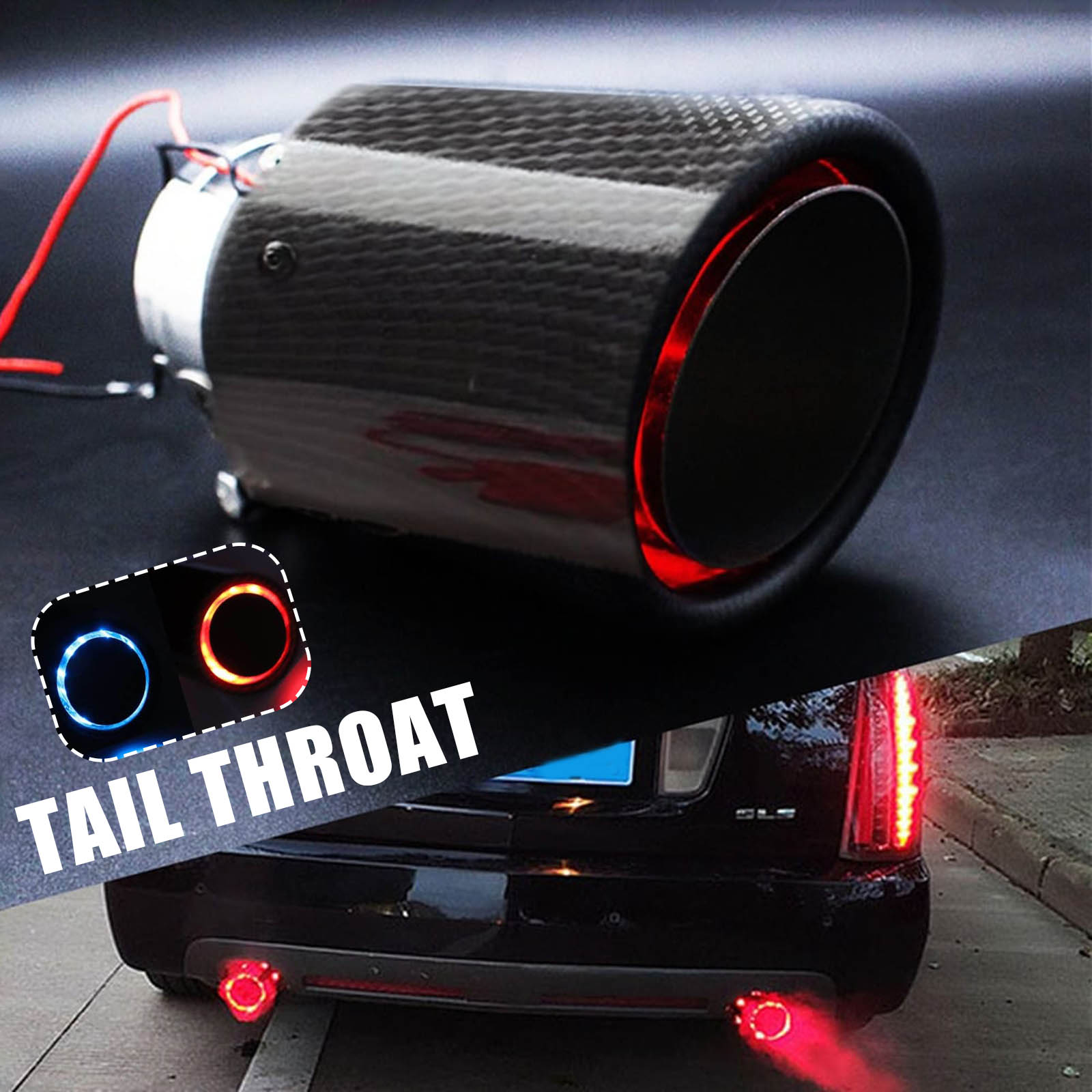 Carbon Fiber Led Uitlaat Tip Light-Emitting Auto Uitlaatpijp Uitlaat Uitlaatpijpen Met Hoge Temperatuur Led Licht F-Best