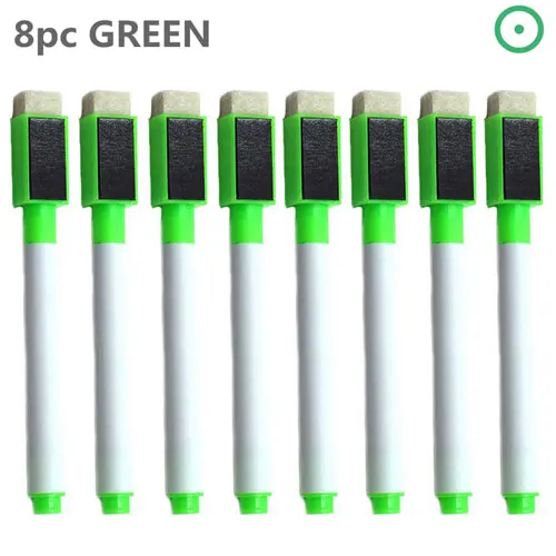 8PC Magnetic Colorful Whiteboard Pen Black White Board Markers Built In Eraser School Supply children's Graffiti Drawing pen: green