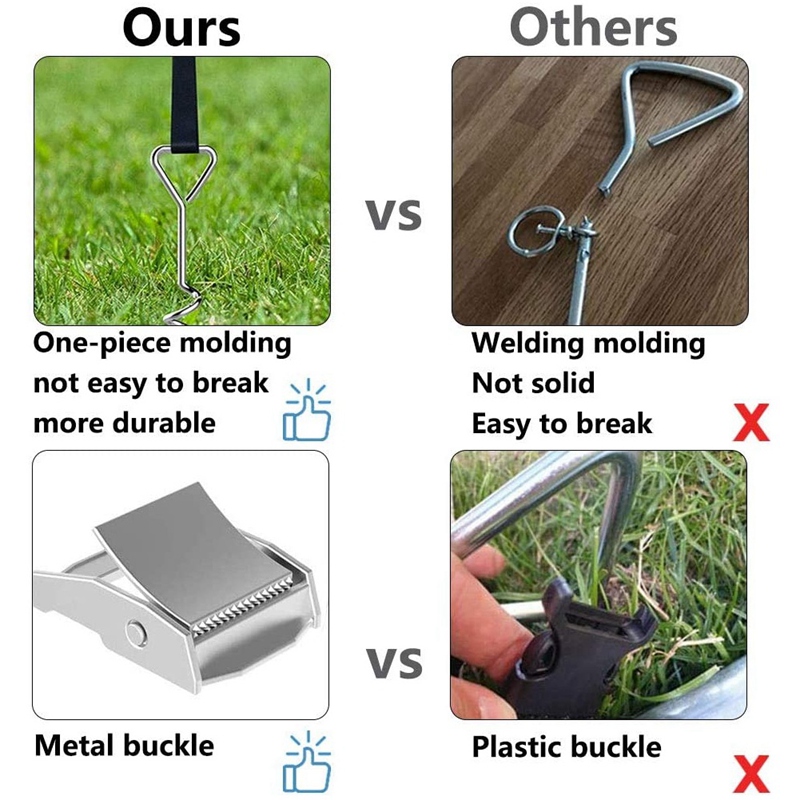 Trampoline Spiraal Grond Nagels 4 Grond Anker Stalen Gespen Met Elastiek Voor Aansluiten Trampoline Swing Tenten