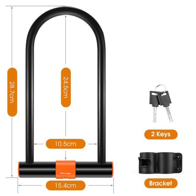 Verrou de sécurité antivol en U pour vélo, moto, Scooter, vélo de route et vtt: Only U Lock