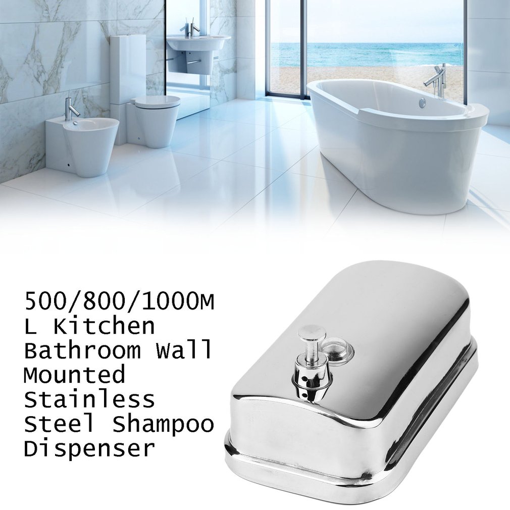 Dispensador de 500/800/1000ml, dispensador de sabão líquido de aço inoxidável, suporte de parede, shampoo, dispensador de loção de banho