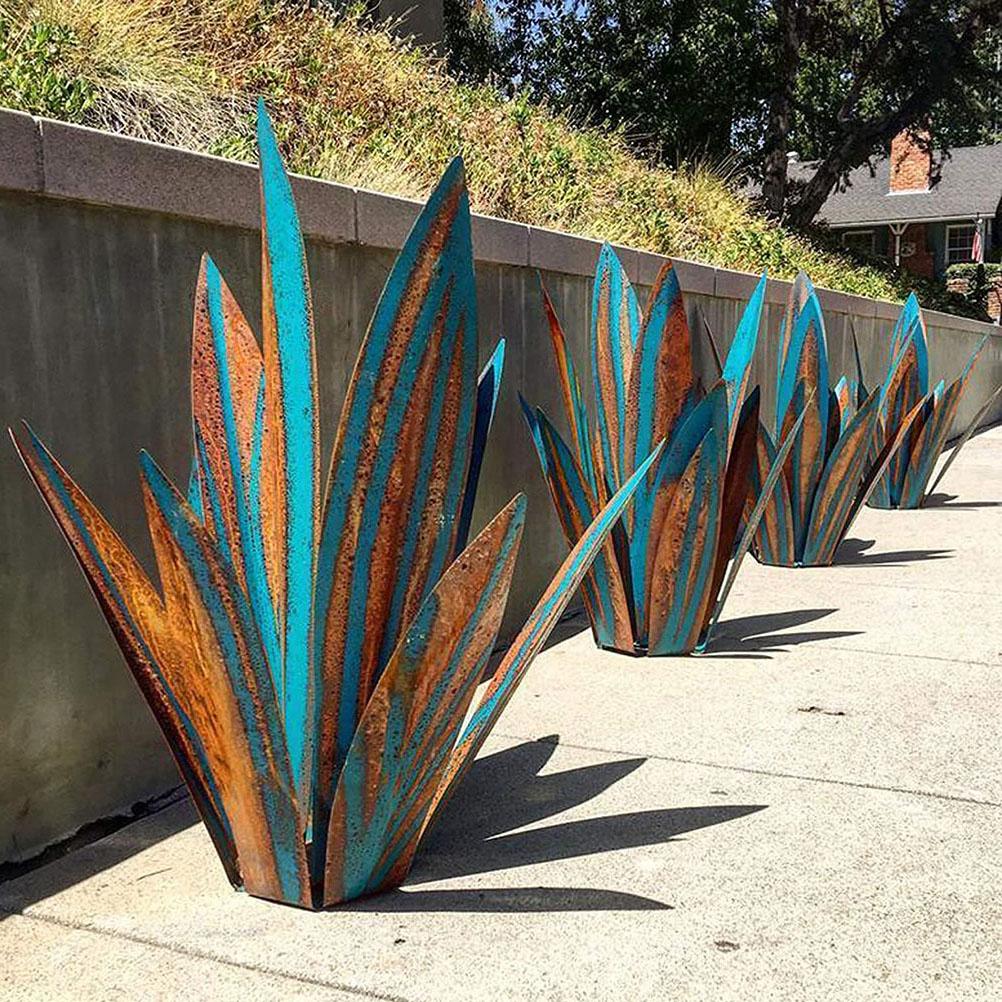 Metal agave plante skulptur have gård kunst dekoration statue gård stakes græsplæne ornamenter metal planter til udendørs gårdhave