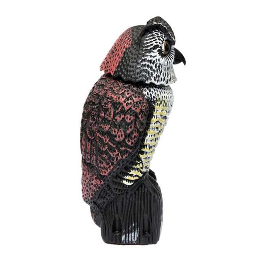 Realistische Vogel Scarer Roterende Kop Geluid Uil Prowler Decoy Bescherming Repellent Pest Control Vogelverschrikker Tuin Yard Bewegen