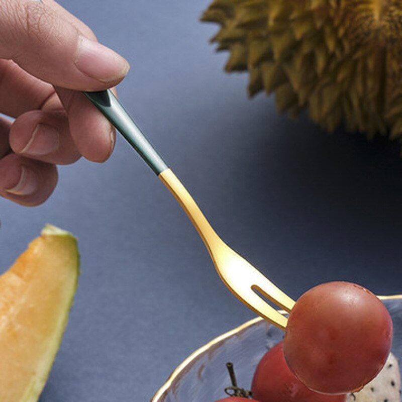 5 Pcs Fruit Fork Luxury Stainless Steel Gold Cake Dessert Forks Lovely Mini Fork Used For Cake in Party Snail Fork Restaurant