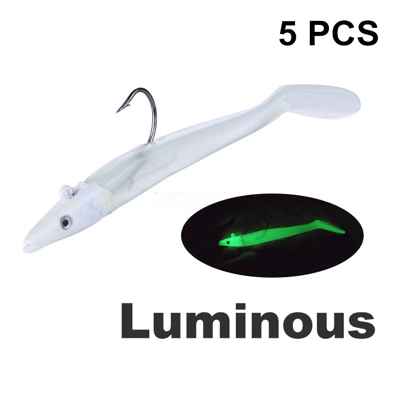 Mosodo jigghuvud mjukt bete 10g/19g/34g blygädda drag 3d fisköga fiske bete svans konstgjord jigg bete bas havsfiskeredskap: Lysande / 160mm jigghuvud 34g