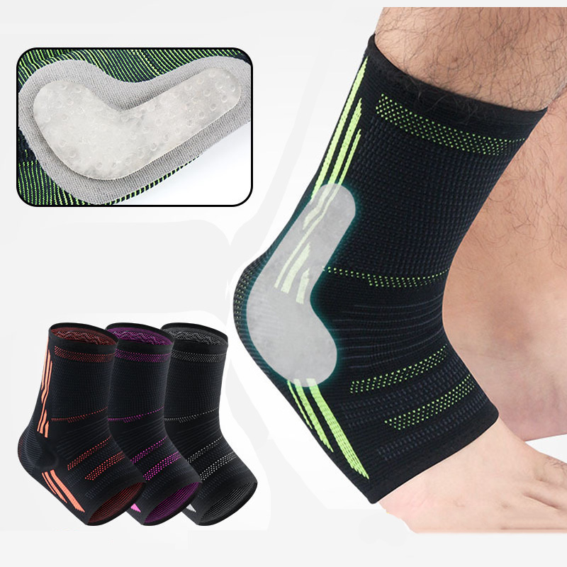 1 Stck Silikon gepolstert Knöchel Ärmeln Unterstützt FußBall fußBall Lauf Gestrickte Kompression Knöchel Fuß Anti Verstauchung Kieselsäure Gel Pad