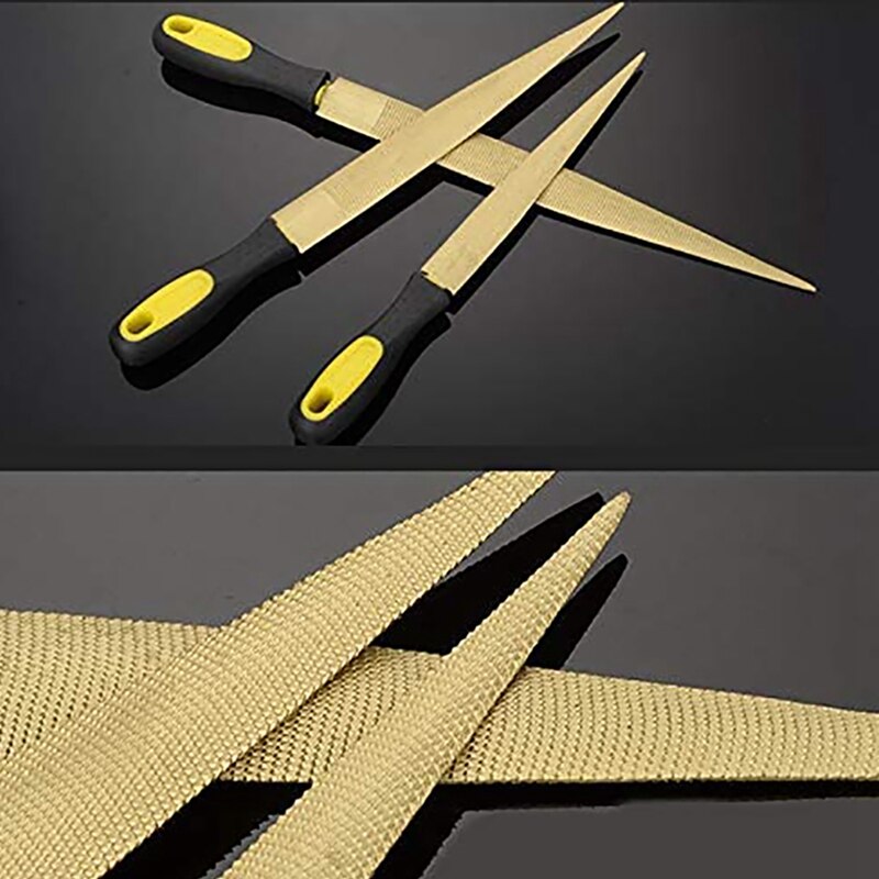 Small File Four-In-One Wooden File File DIY Craft Woodworking Wood Carving Tool, Carbon Tool Steel, Conical, Gold.