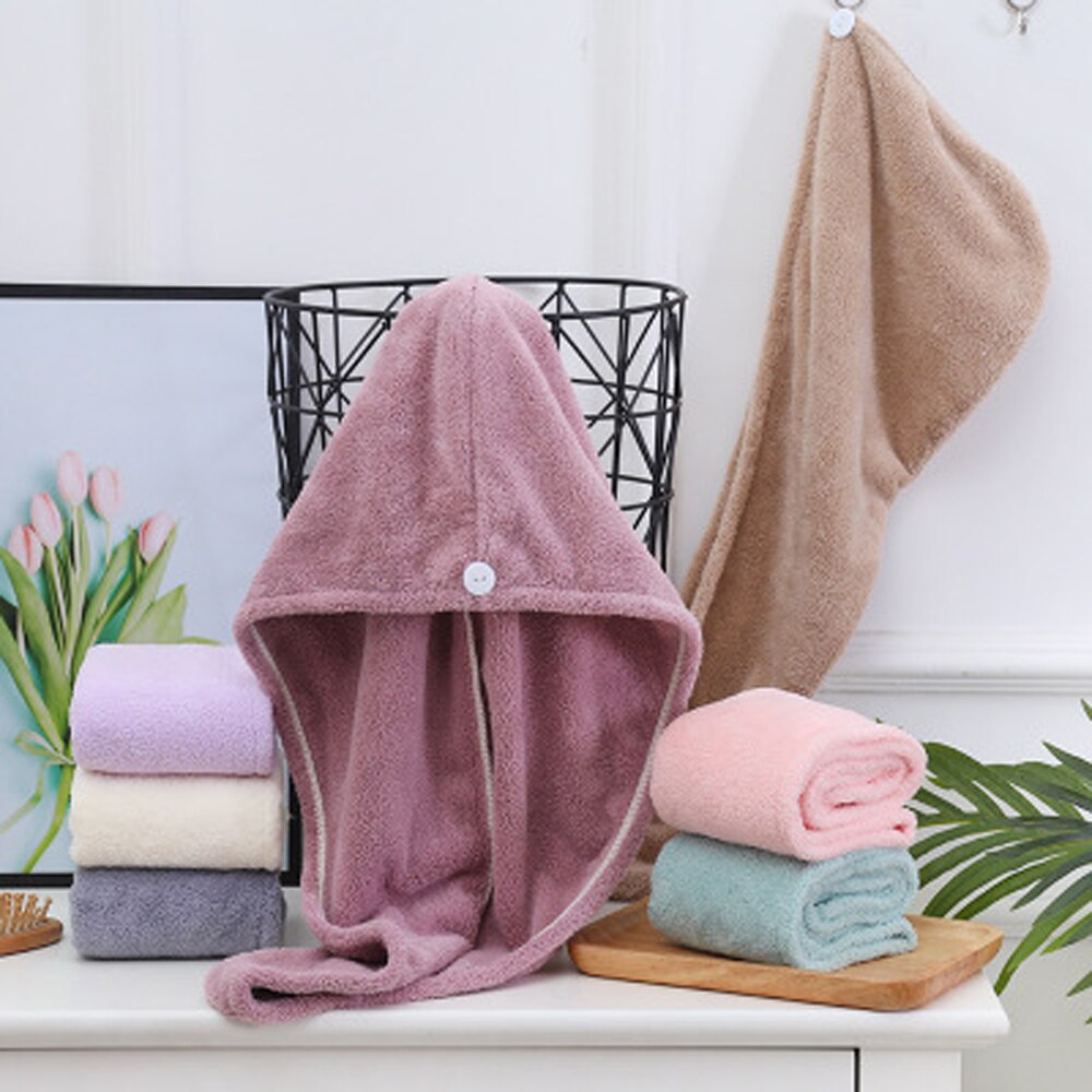 2 stuks koraal fleece effen dames droog haar mutsen dames absorberend snel drogend lang haar absorberende handdoek verpakking tulband douchemuts