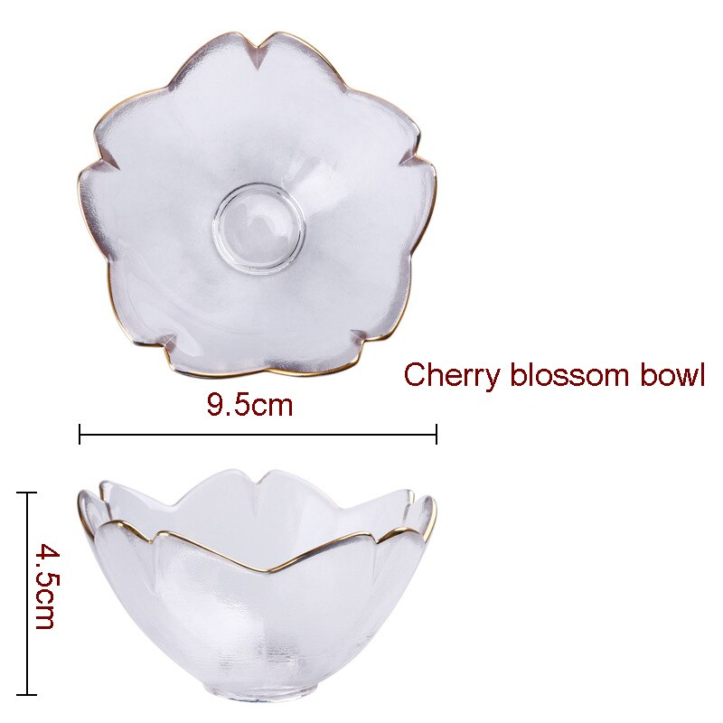 Japanese Style Cherry Blossom Dish Handmade Transparent Glass Snack Dip Bowl Matte Phnom Penh Dish Household Tableware: cherry blossom bowl