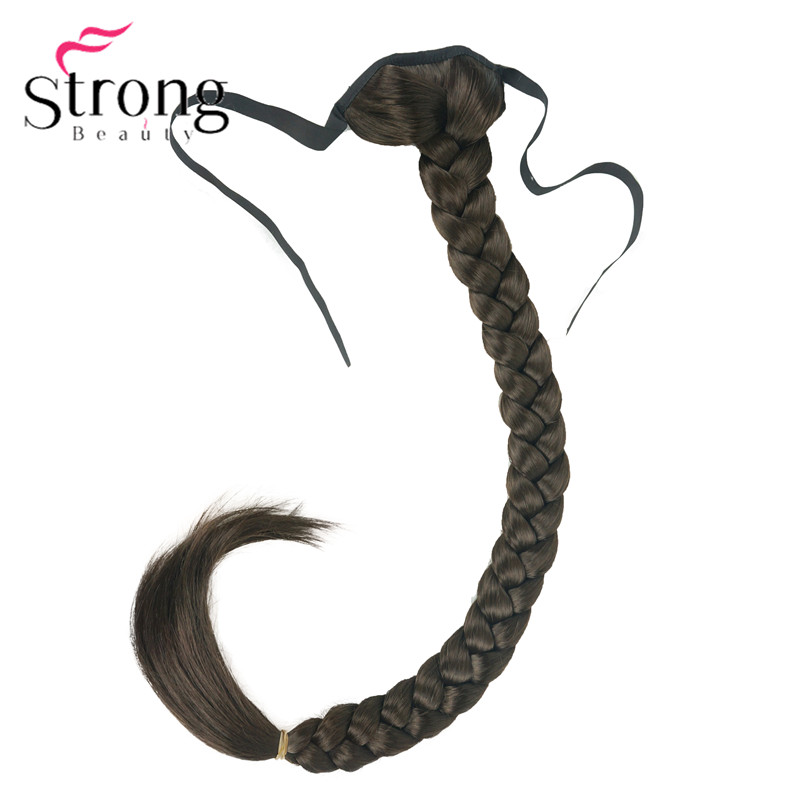 StrongBeauty Blonde Long Fishtail Braid Ponytail Extension Synthetic Clip In Hairpiece COLOUR CHOICES: 6 Chestnut Brown
