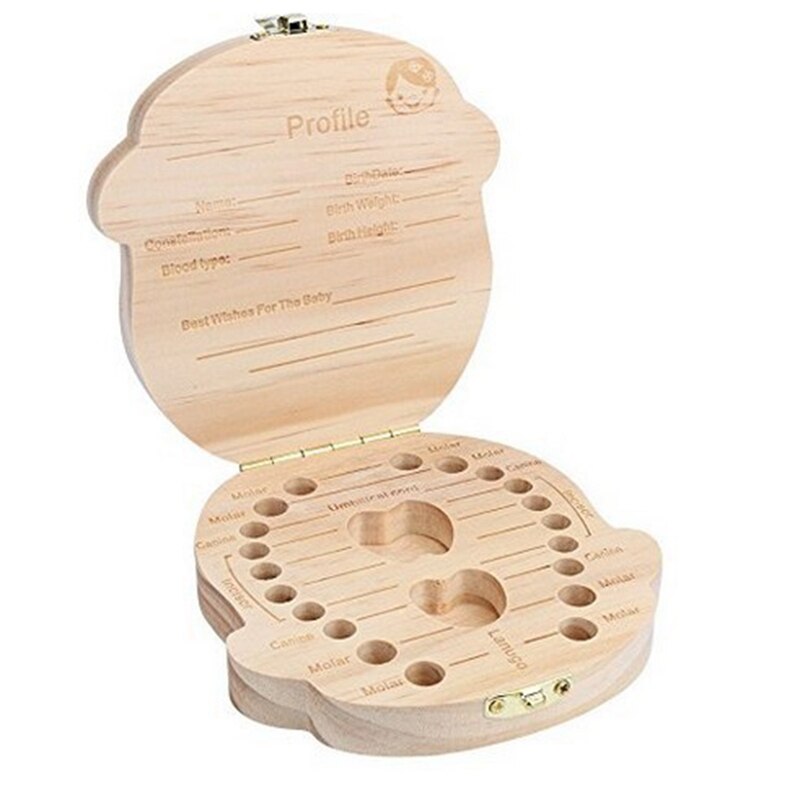 Kids Boy Tooth Box Organizer For Baby Save Milk Teeth Wood Storage Box