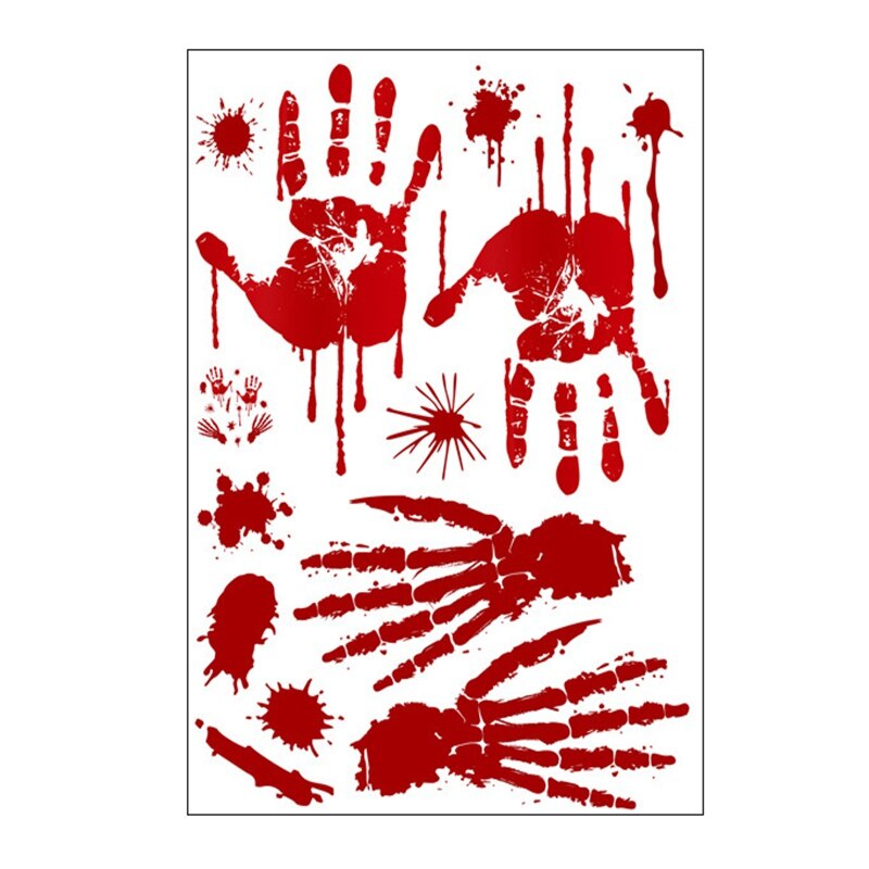 Halloween Bloody Sticker Horror Footprint Blood Handprint Blood Footprint Bat Glass Floor Decoration