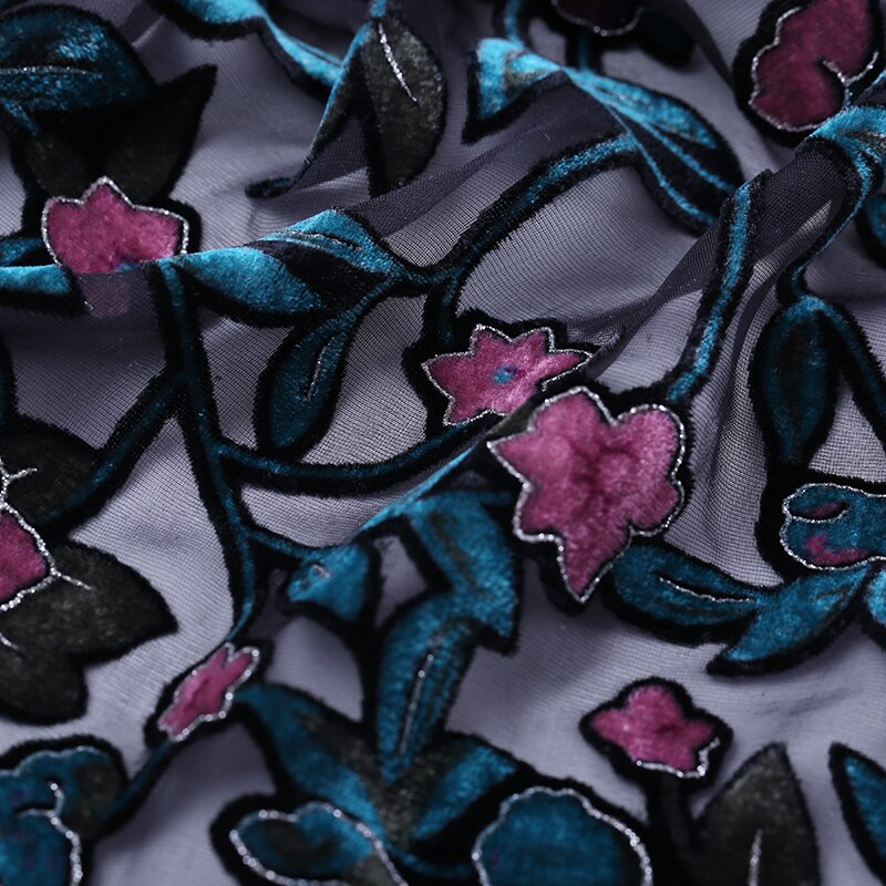 114cm burnout sammet sidentyg perspektiv klänning tyg fjäril cheongsam siden sammet tyg sidenduk