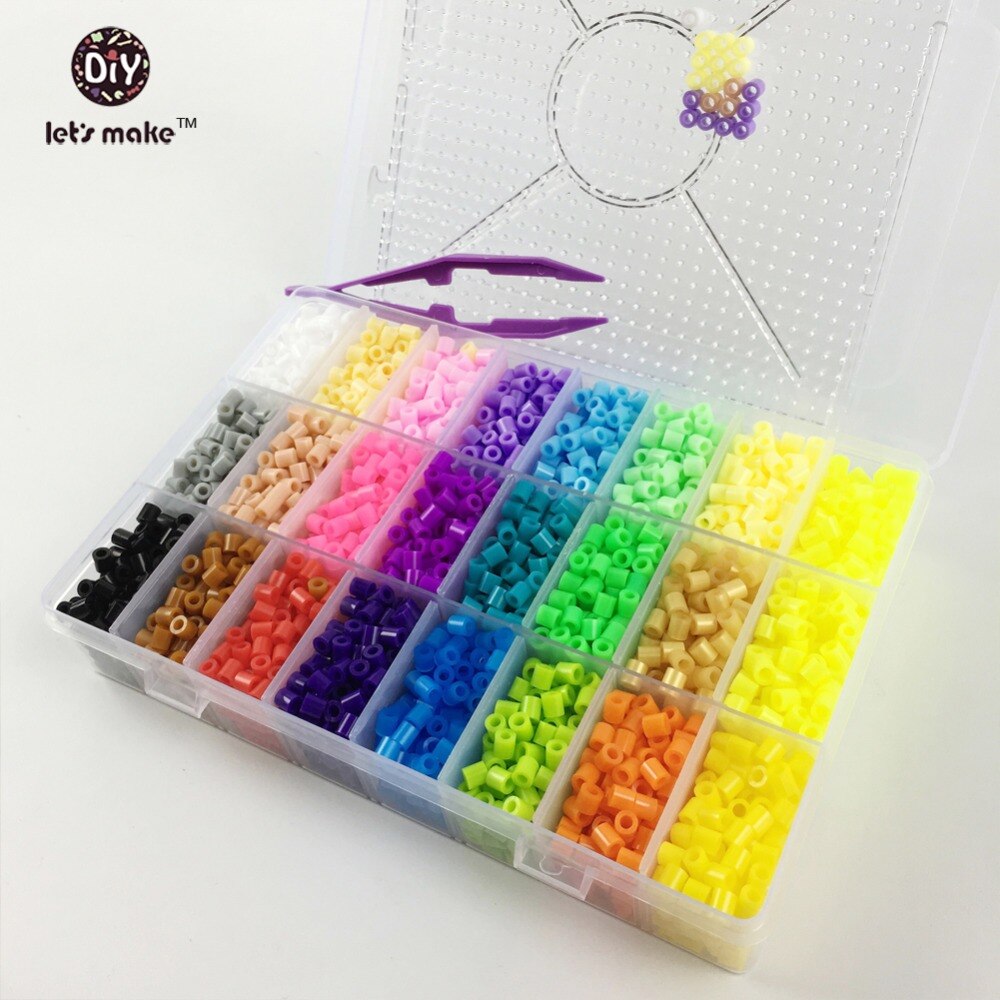 Lad os lave hama perler 5000pc perler perler 5mm 24 farver æske sæt pædagogiske børn diy legetøj perler plussize pegboard stryge perler
