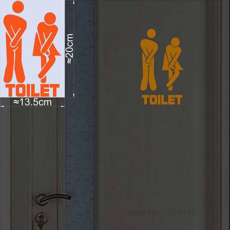 Funny Luminous Toilet Sticker Cartoon Glow in the Dark Bathroom Sticker Washroom Door Sign Sticker WC Wall DIY Indicator Label: OR