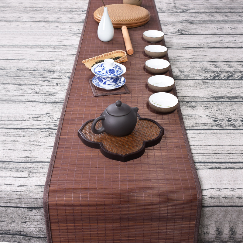 Naturlig bambu bordslöpare bordsunderlägg enfärgade teunderlägg bordsunderlägg värmedyna hem tehus café restaurang dekoration